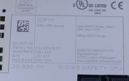 Sigmatek SCP111 20-890-111