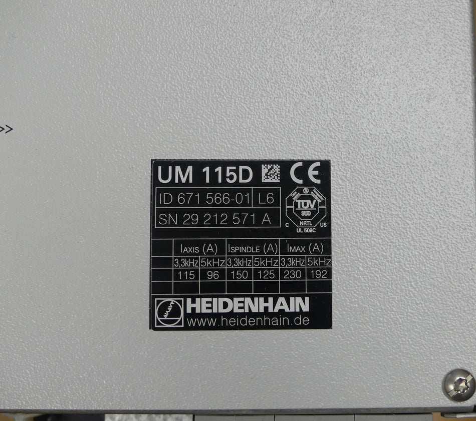 Heidenhain Umrichter - Leistungsmodul UM 115D   UM115D ID 671566-01 L6