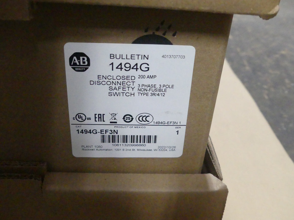 allen bradley CAT 1494G-EF3N BULLETIN 1494G 200AMP