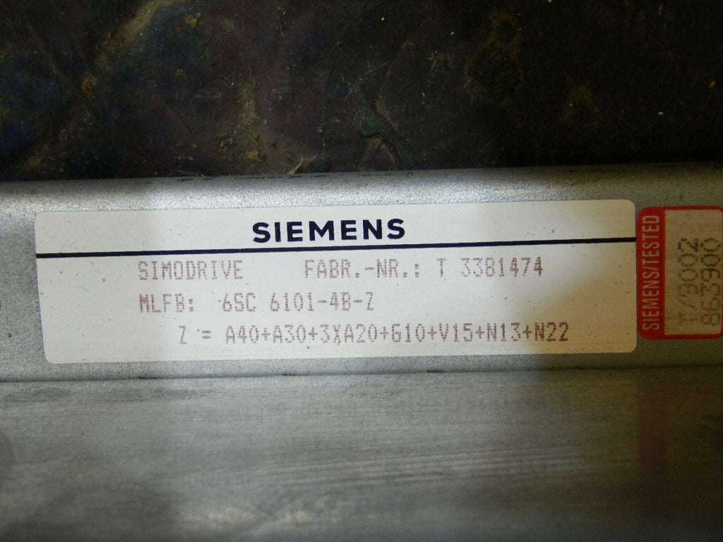 Siemens 6SC 6101-4B-Z Simodrive 6SC6101-4B-Z // Z=A40+A30+3XA20+G10+V15+N13+N22