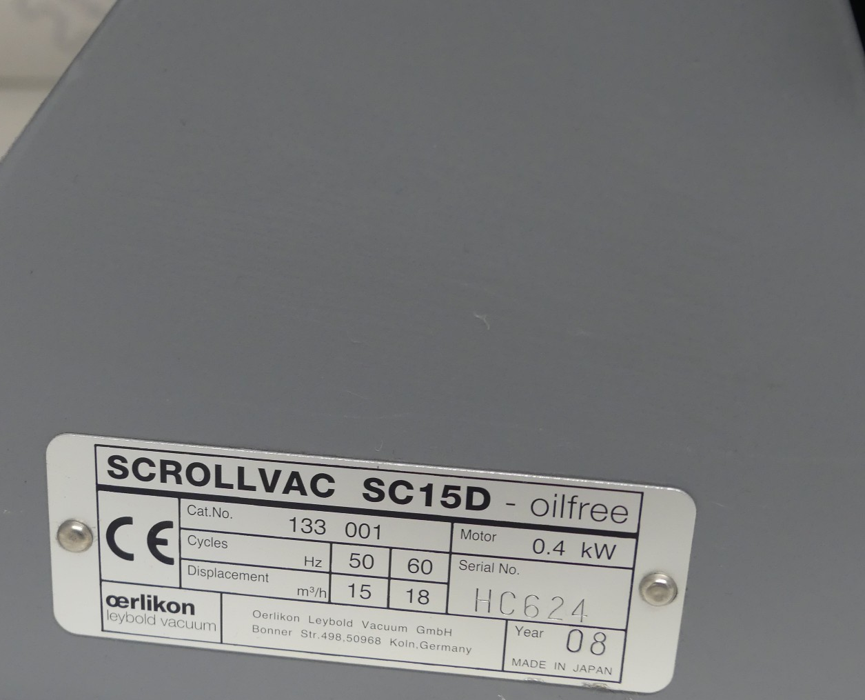 OERLIKON LAYBOLD SCROLLVAC SC115D-Oilfree