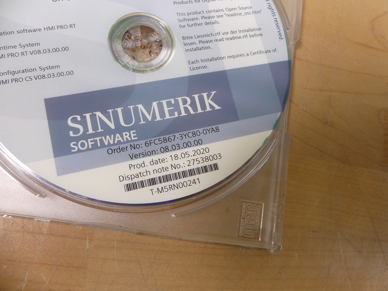 Siemens 6fc5867-3yc80-oya8 / ver.08.03.00.00 software 8.3 s.Bilder