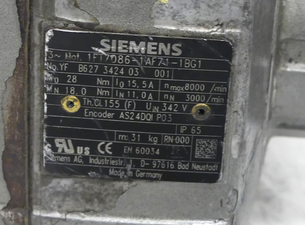 SIEMENS 1FT7086-1AF71-1BG1 SERVO MOTOR Defekt