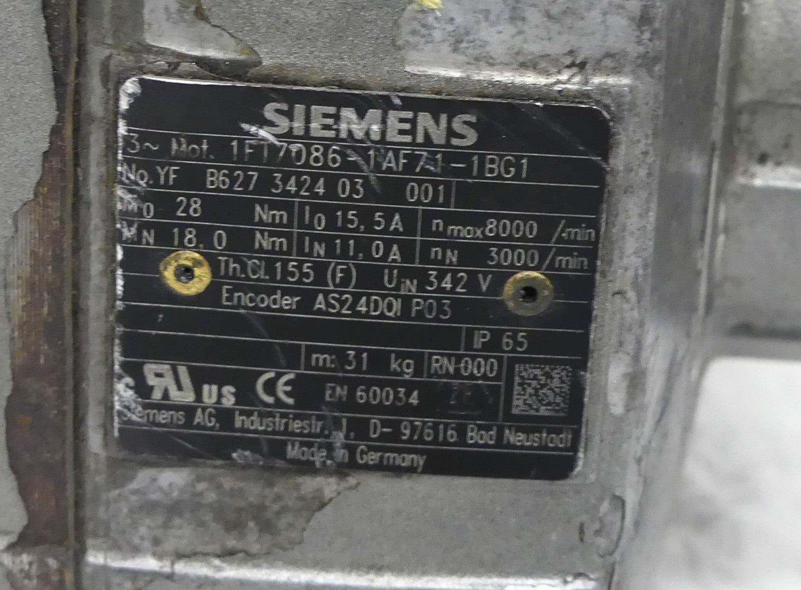 SIEMENS 1FT7086-1AF71-1BG1 SERVO MOTOR Defekt