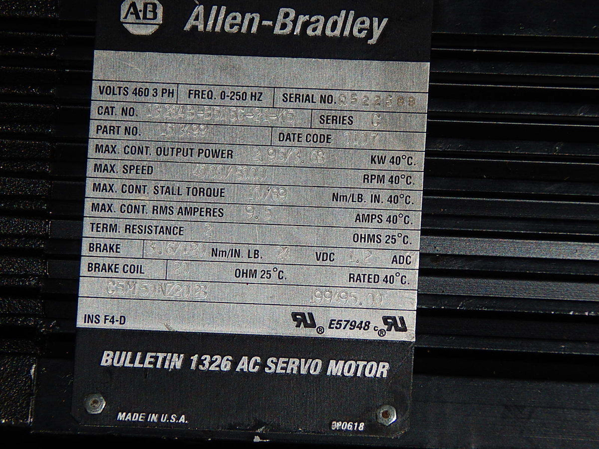 ALLEN-BRADLEY AC SERVO MOTOR 1326AB-B515G-21-K5/163499+TR Drehgeber+Getriebe