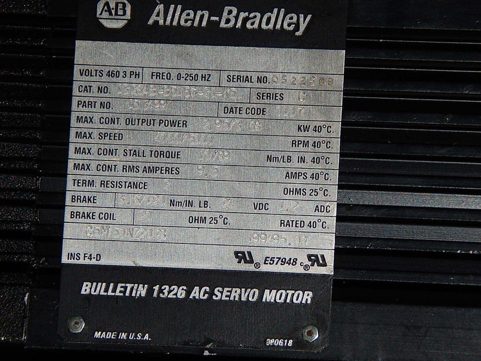 ALLEN-BRADLEY AC SERVO MOTOR 1326AB-B515G-21-K5/163499+TR Drehgeber+Getriebe