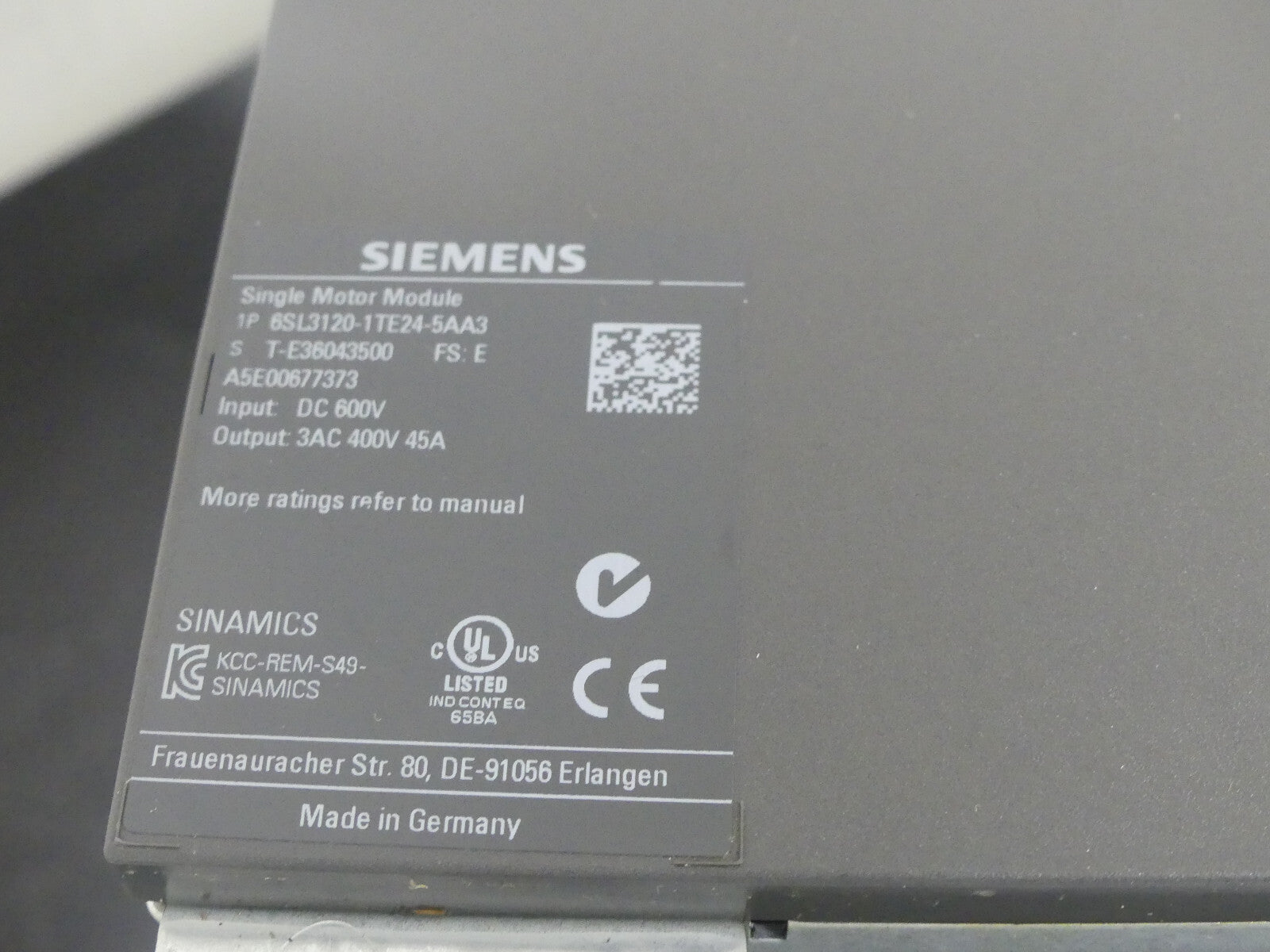Siemens Sinamics S120   6SL3120-1TE24-5AA3