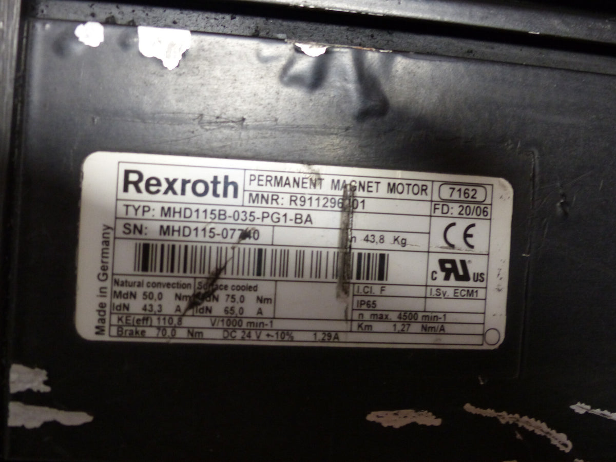 Indramat Rexroth MHD115B-035-PG1-BA Servomotor used