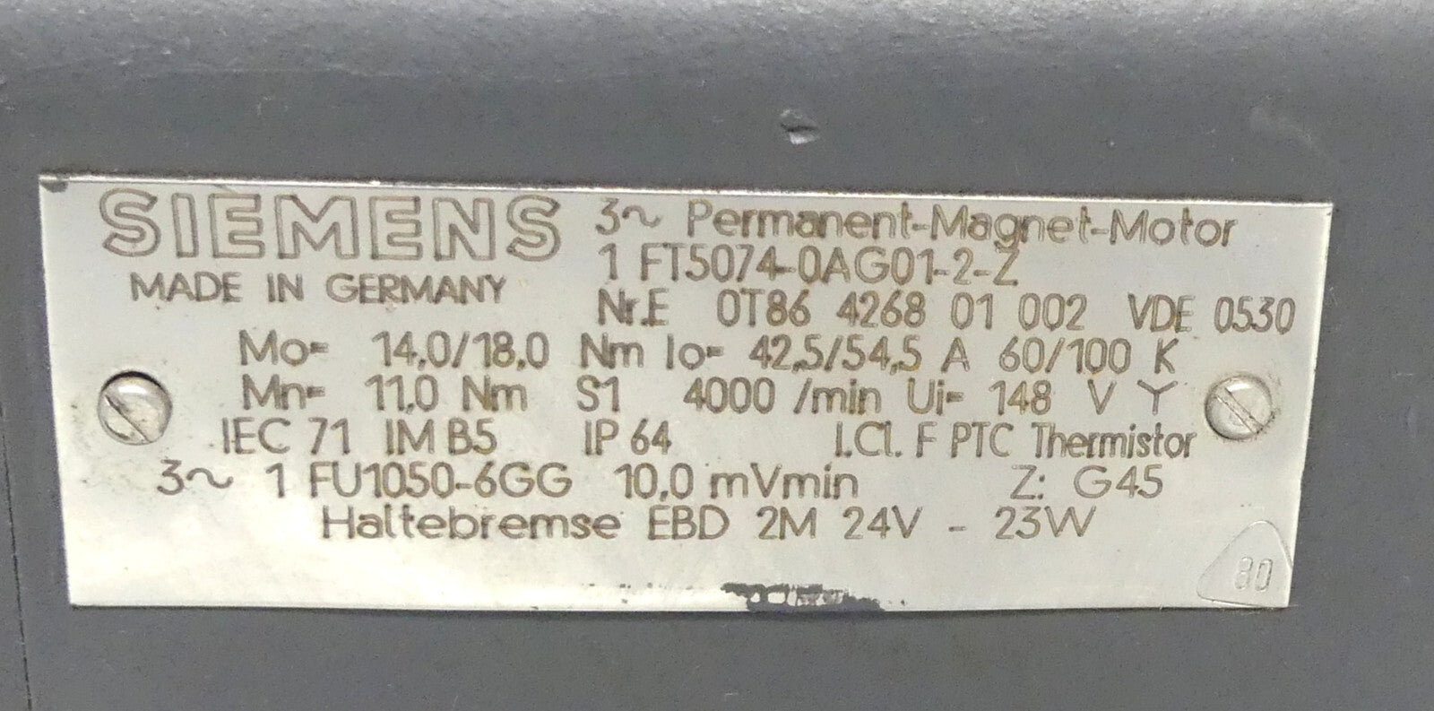 Siemens 1FT5074-0AG01-2-Z