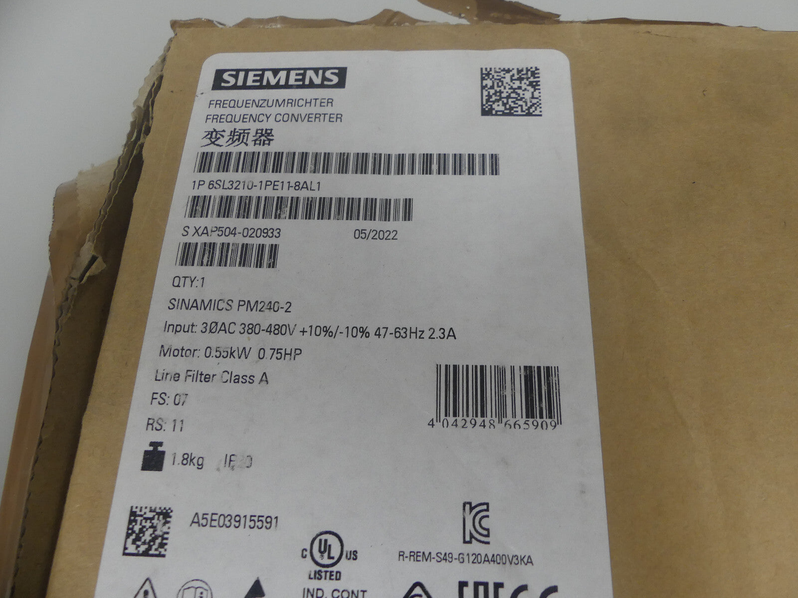 Siemens 6SL3210-1PE11-8AL1