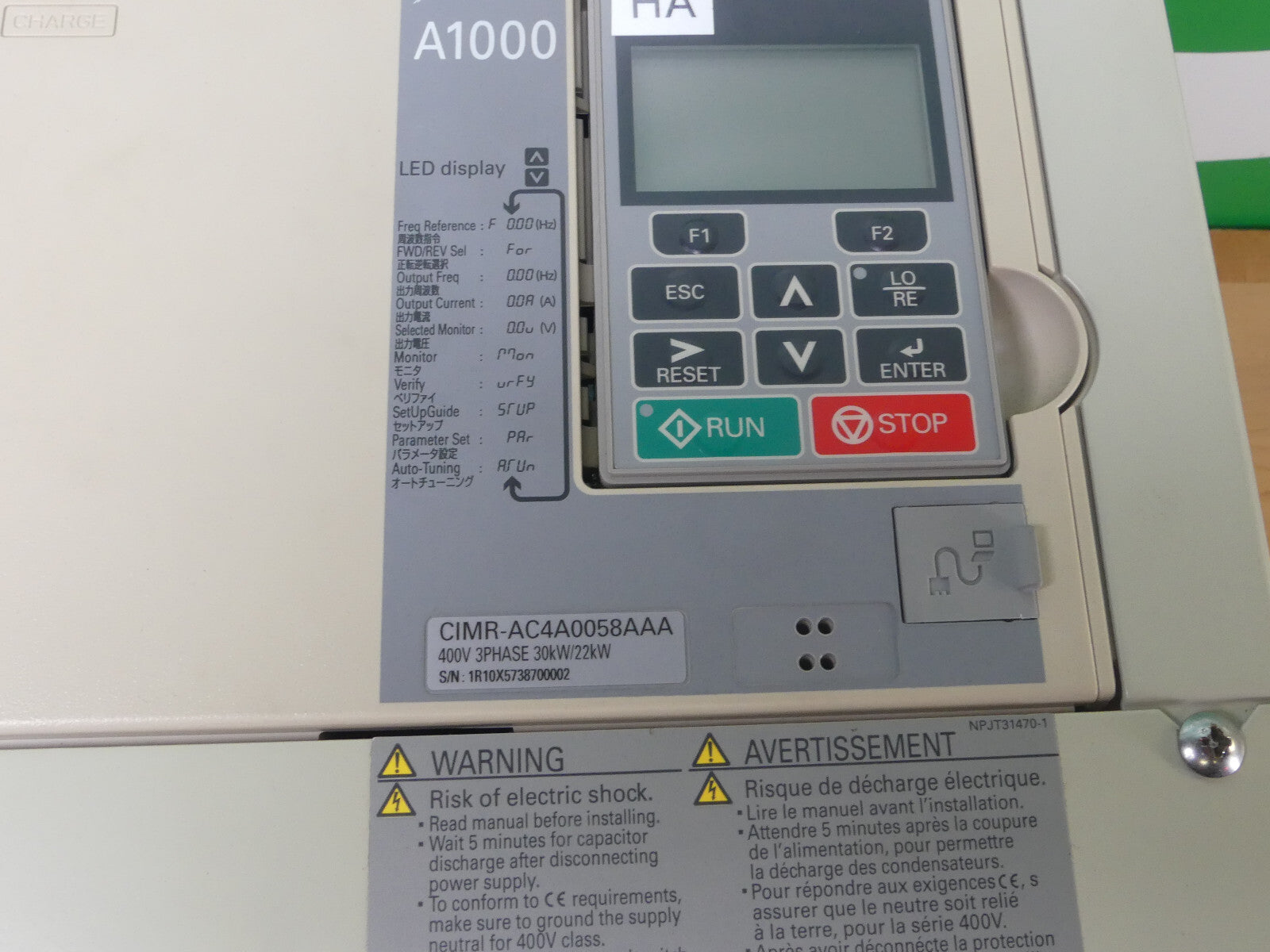 YASKAWA CIMR-AC4A0058AAA 30KW/22KW
