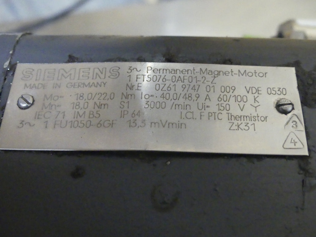 Siemens  1FT5076-0AF01-2-Z Permanent Magnet Motor used