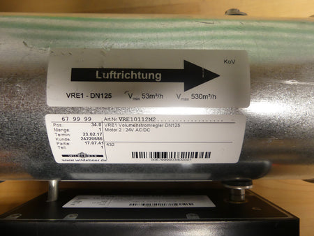 WILDEBOER Volumenstromregler AFPR9012  VRE1-DN125 Neuer, unbenutzter
