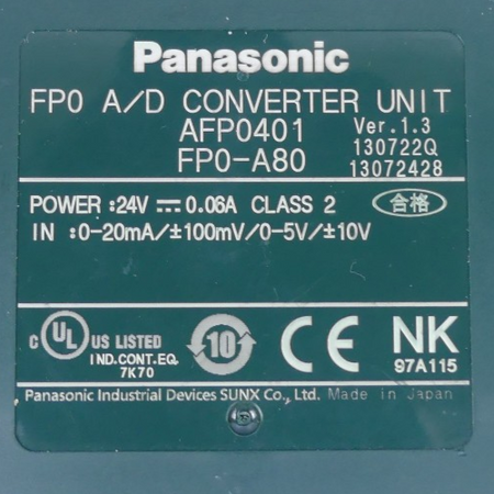 Panasonic FP0-A80 Converter Unit