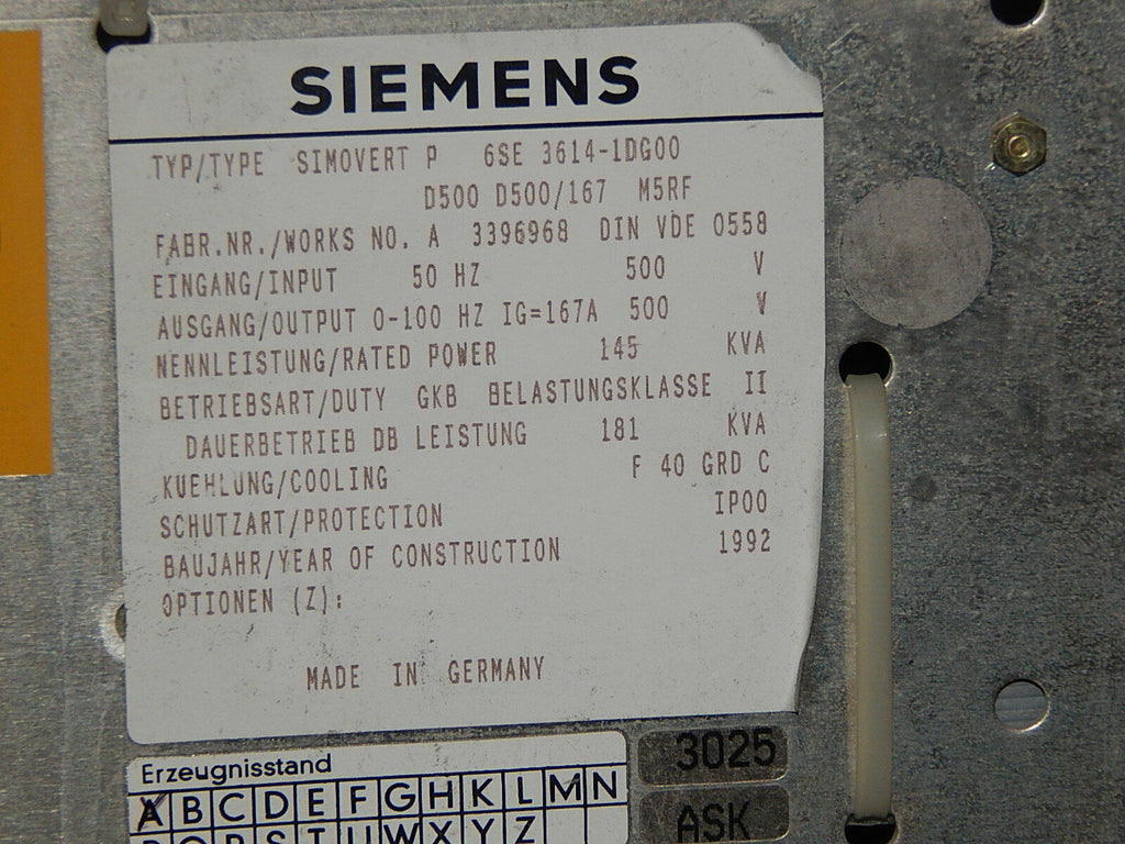  Siemens Simovert   Transistorpulsumrichter 6SE 3614-1DG00  // 6SE3614-1DG00