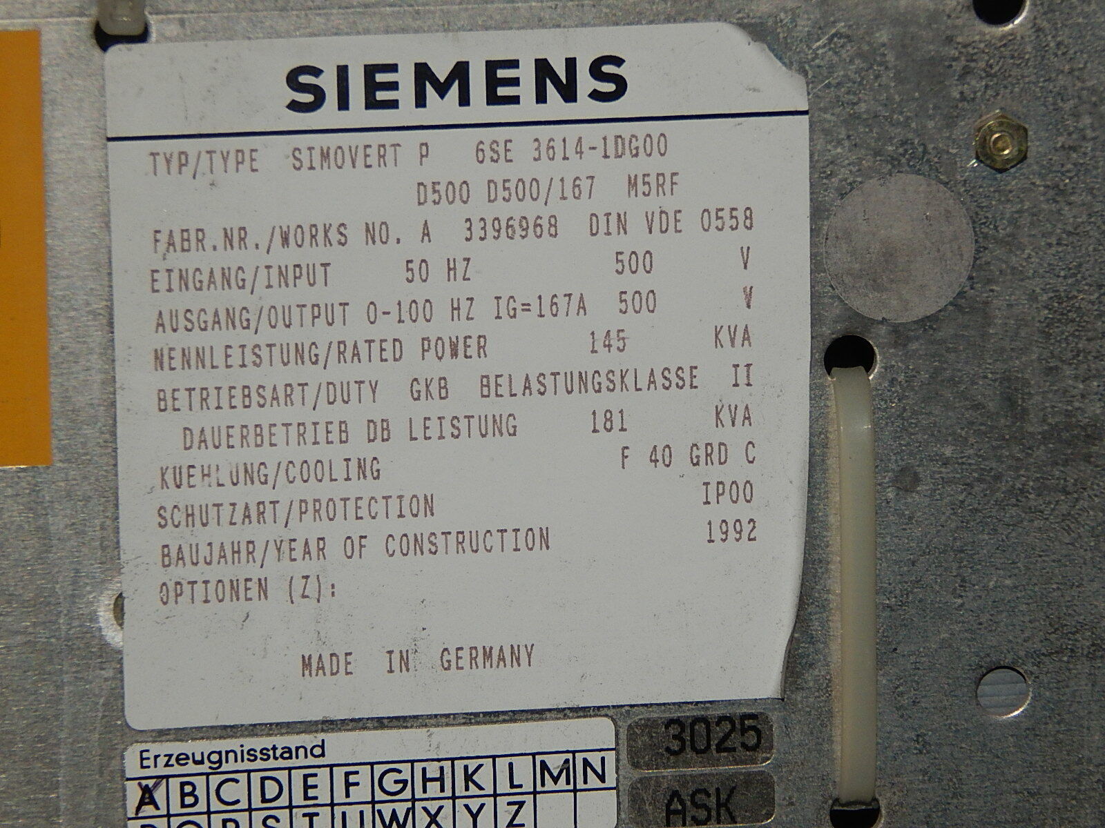  Siemens Simovert   Transistorpulsumrichter 6SE 3614-1DG00  // 6SE3614-1DG00