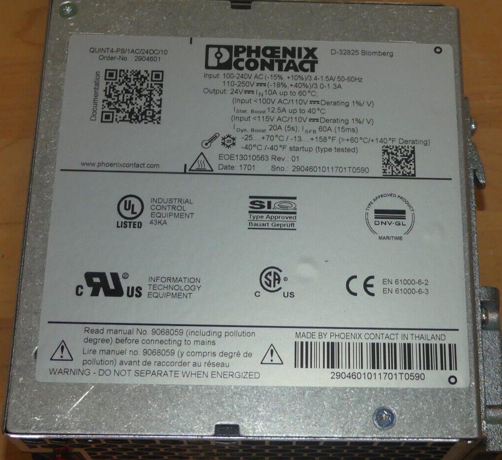 PHOENIX CONTACT QUINT4-PS 1AC/24DC/10 No 2904601