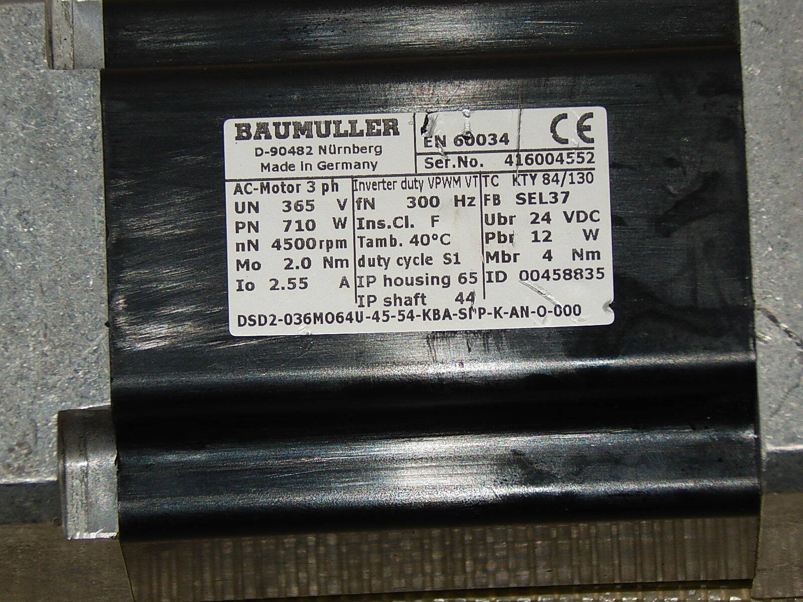 Baumüller DSD2-036MO64U-45-54-KBA-SPP-K-AN-O-000 Servomotor used