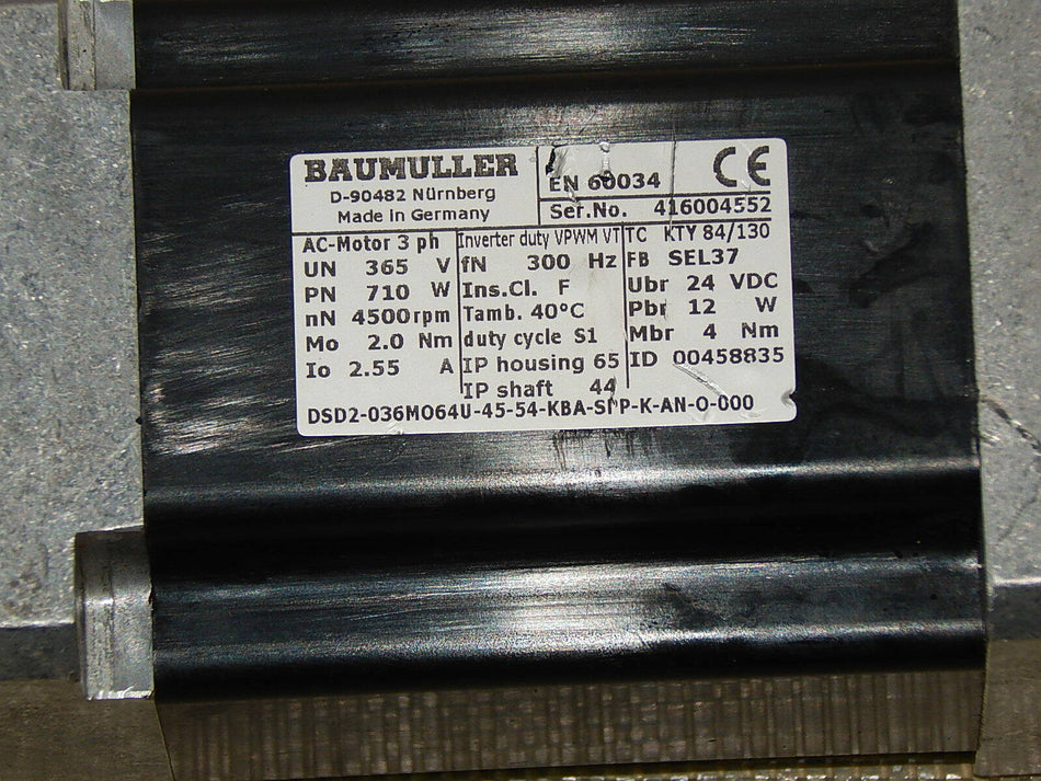 Baumüller DSD2-036MO64U-45-54-KBA-SPP-K-AN-O-000 Servomotor used