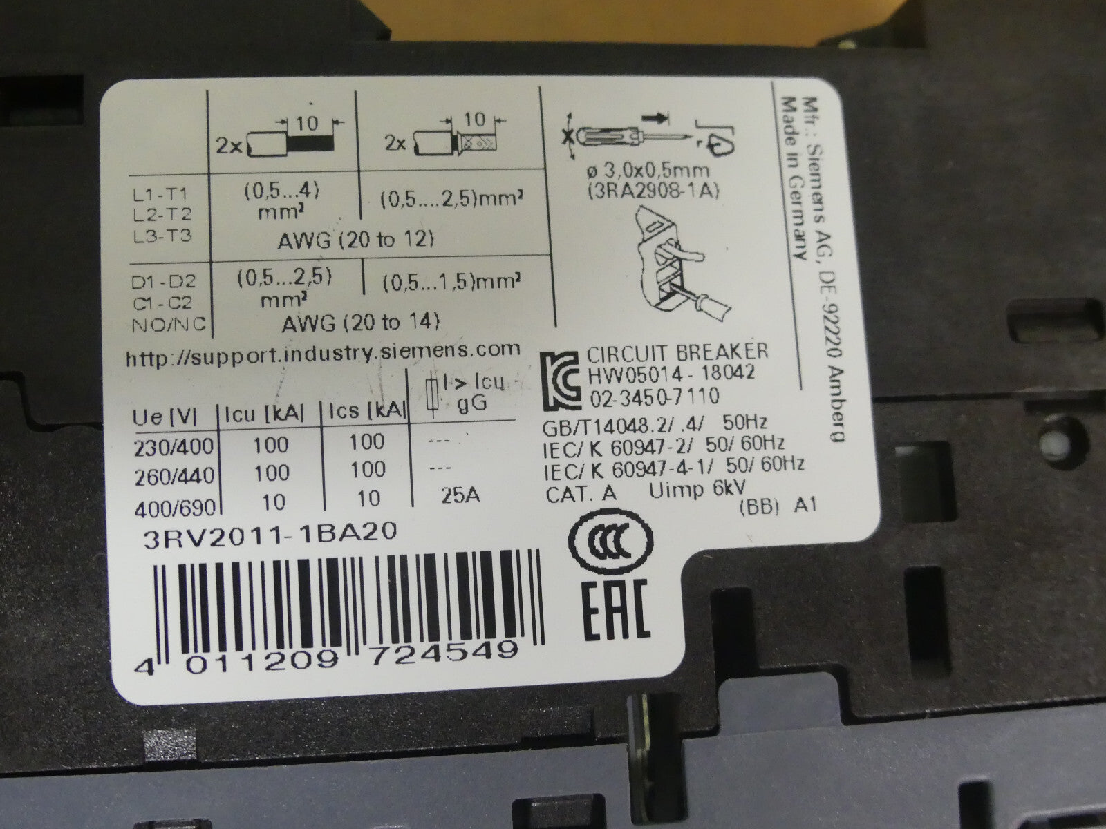 Siemens 3RV2011-1BA20