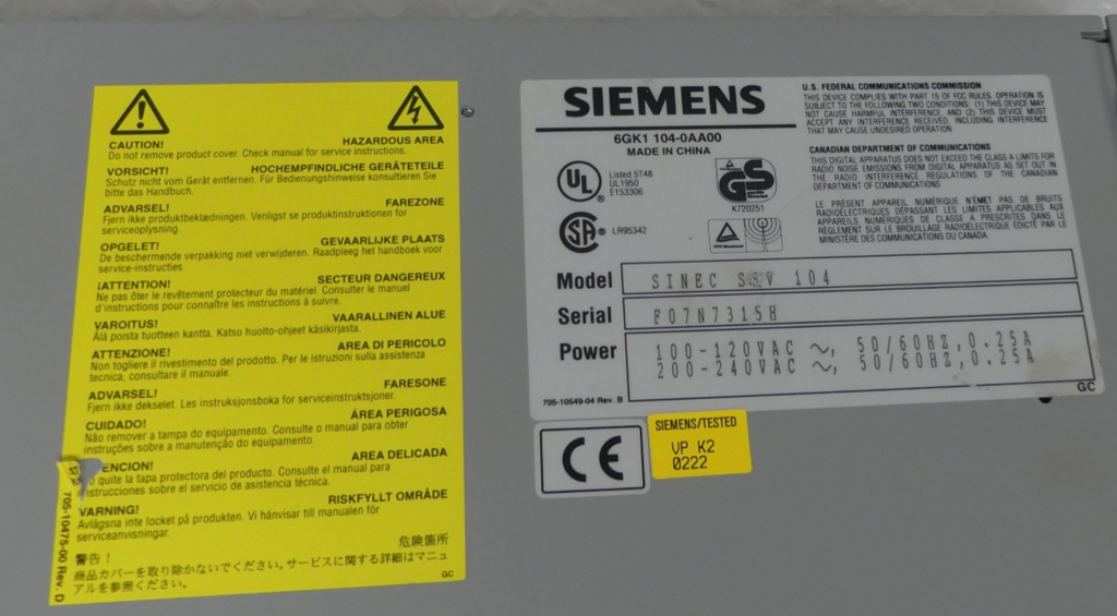 SIEMENS SSV 104  6GK1104-0AA00