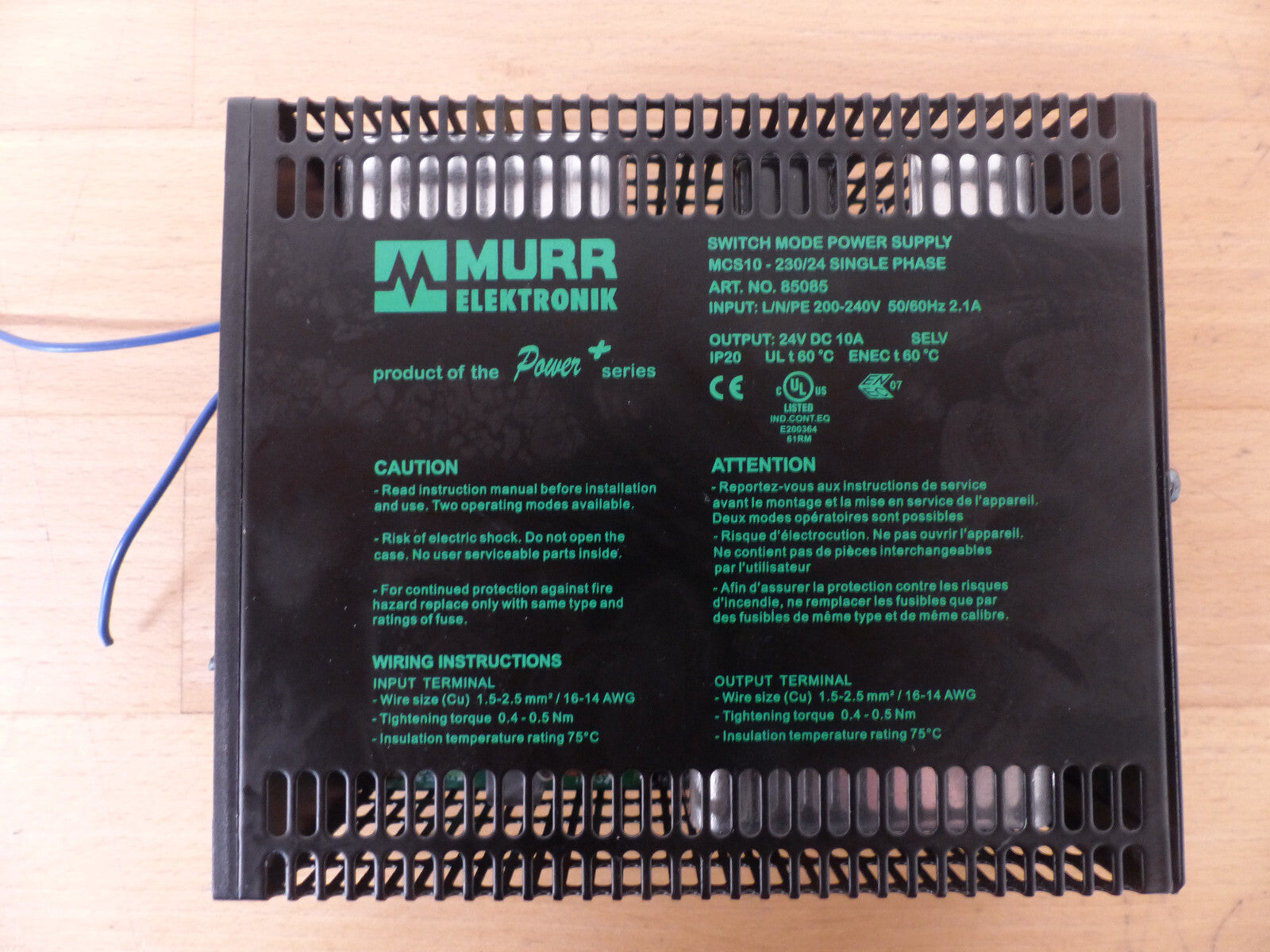 MURR ELEKTRONIK  SWITCH MODE POWER SUPPLY MCS10-230/24 SINGLE PHASE