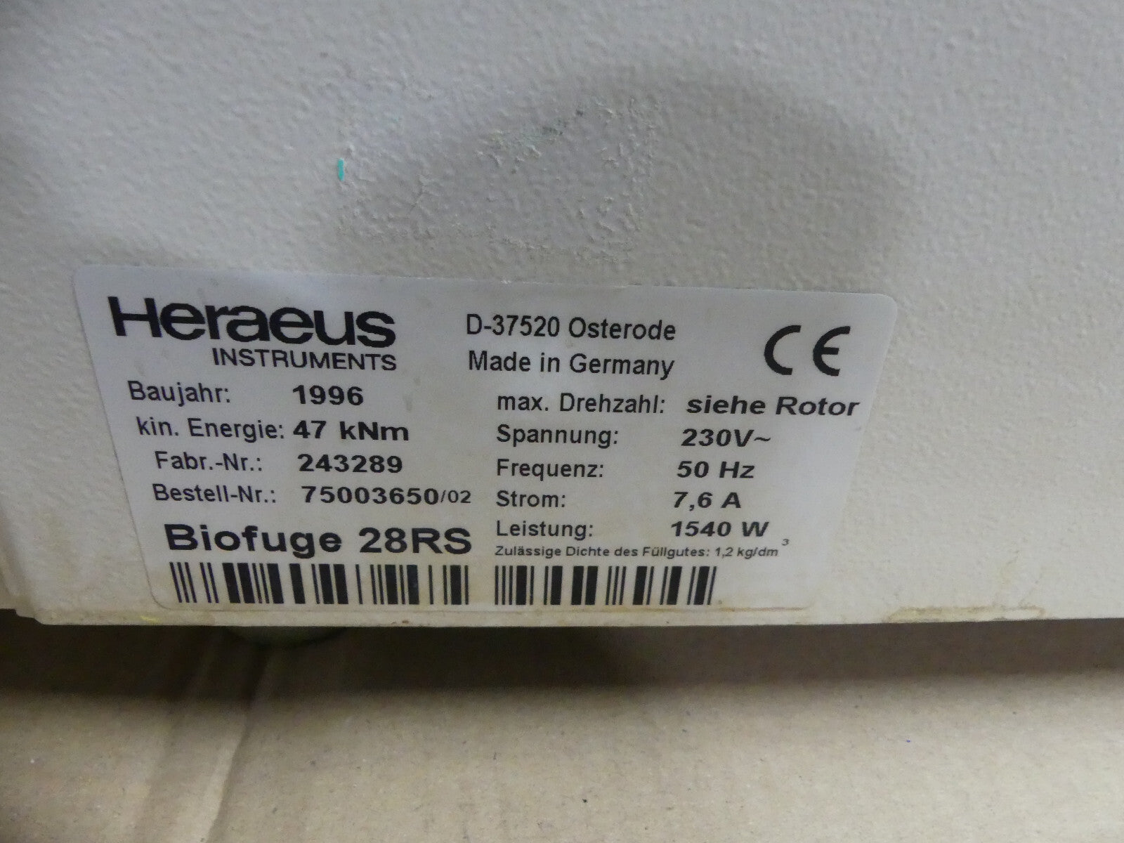 Heraeus Typ Biofuge 28RS