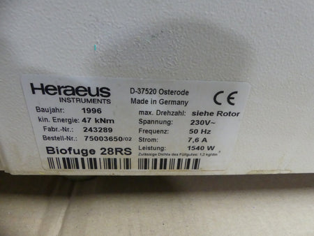 Heraeus Typ Biofuge 28RS