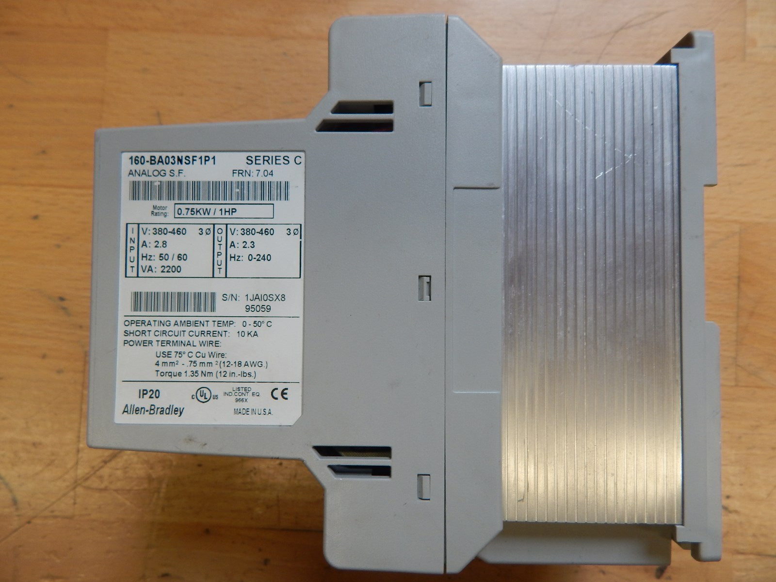 Allen Bradley 160-BA03NSF1P1 Series C 0,75KW / 1HP