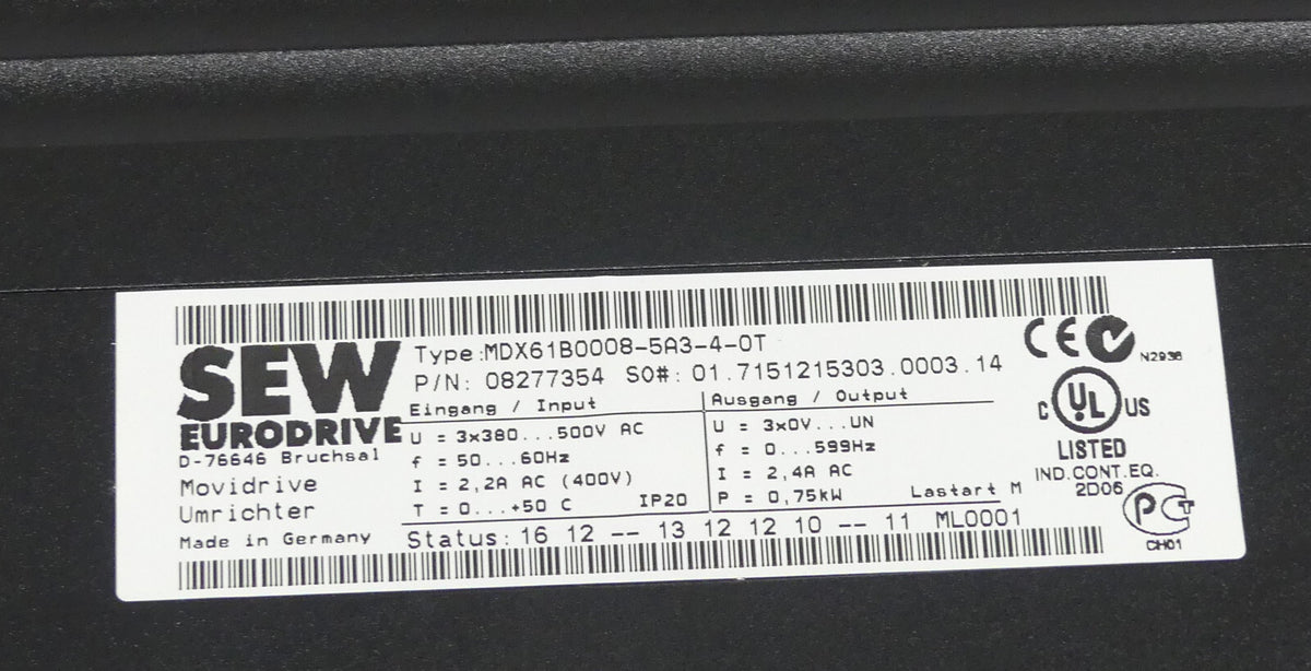 SEW Eurodrive MDX61B0008-5A3-4-OT + DFS21B