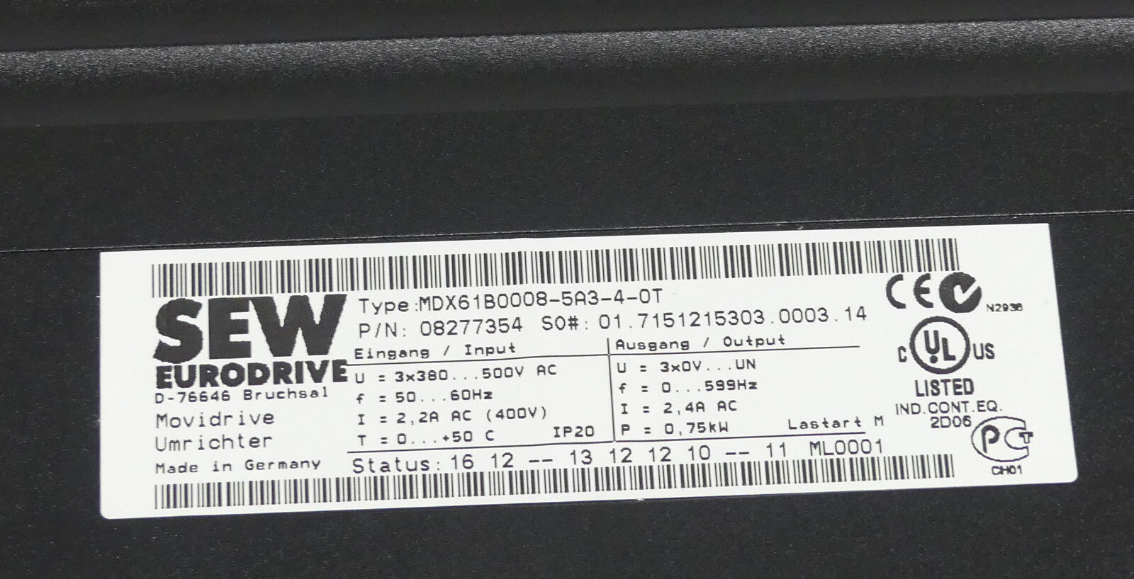 SEW Eurodrive MDX61B0008-5A3-4-OT + DFS21B