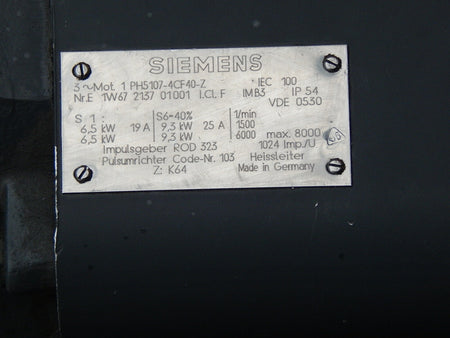 SIEMENS 3~Mot. 1 PH5107-4CF40-Z mit Gebläse 2CW8 144-8 Used