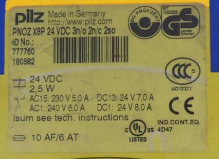 Pilz PNOZ X8P 24VDC 3n/o 2n/c2so 777760180582