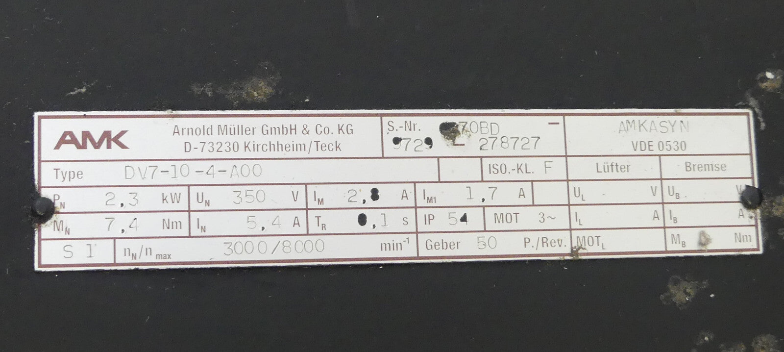 AMK DV7-10-4A00 Servomotor DV7104A00