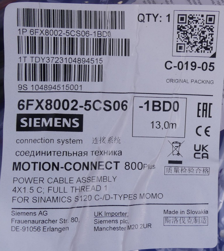 Siemens motion connect 800plus 6FX8002-5CS06-1BD0 13m