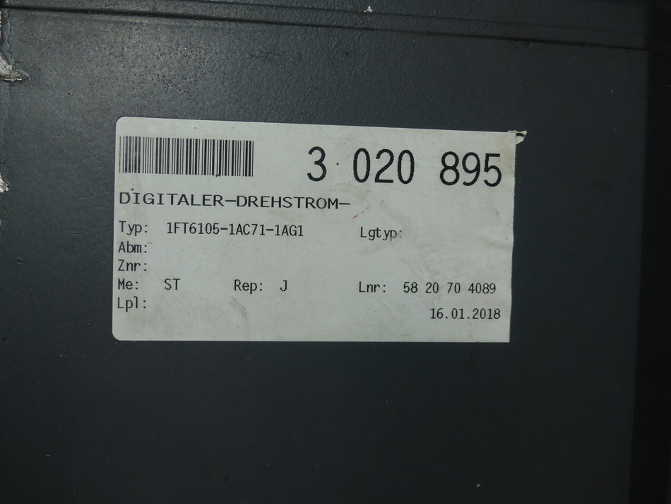 SIEMENS 1FT6105-1AC71-1AG1 Servomotor 