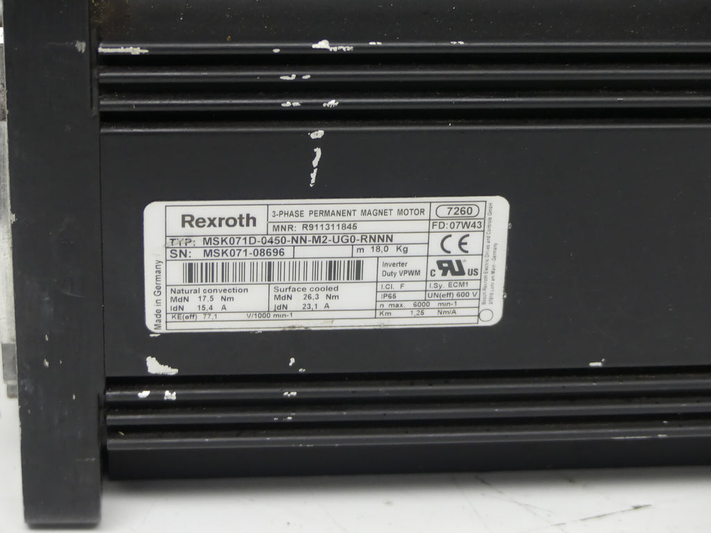 Rexroth 3~Phase Permanent Magnet Motor  MSK071D-0450-NN-M2-UG0-RNNN  used 