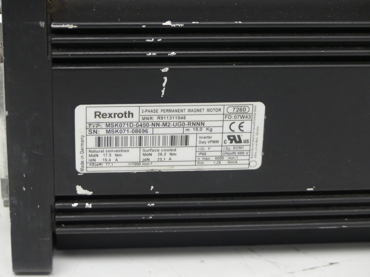 Rexroth 3~Phase Permanent Magnet Motor  MSK071D-0450-NN-M2-UG0-RNNN  used 