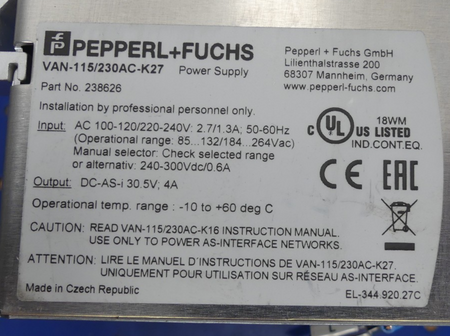 Pepperl+Fuchs VAN-115/230AC-K27 238626