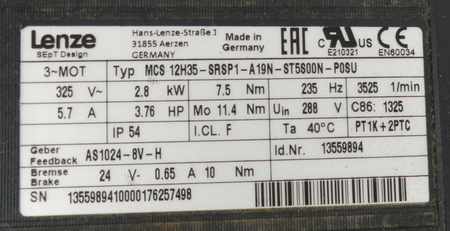 LENZE MCS 12H35-SRSP1-A19N-ST5800N-P08U 13559894