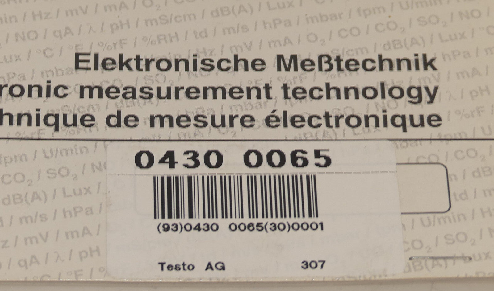 testo Elektronische mestechnik 0430 0065/307