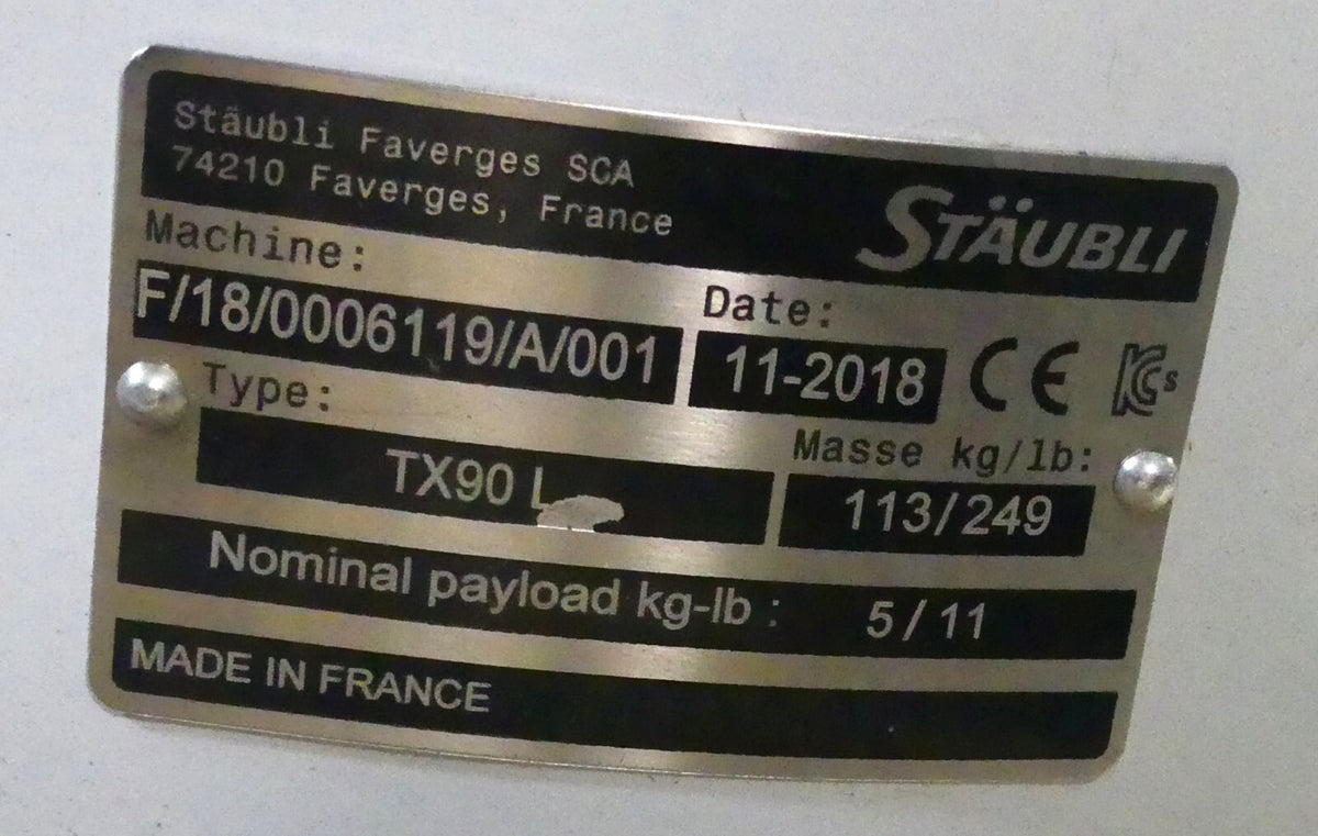 STÄUBLI  TX90L Industrieroboter + Steuerung CS8-TX90 Handbediengerät SP1 B.j2018