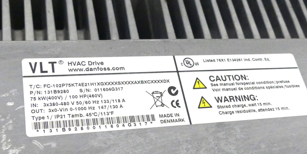Danfoss VLT FC-102P75KT4E21H1XGXXXXSXXXXAXBXCXXXXDX