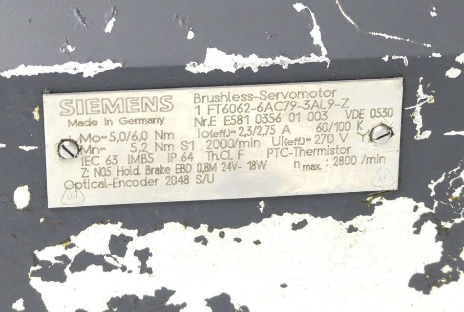 Siemens 1FT6062-6AC79-3AL9-Z