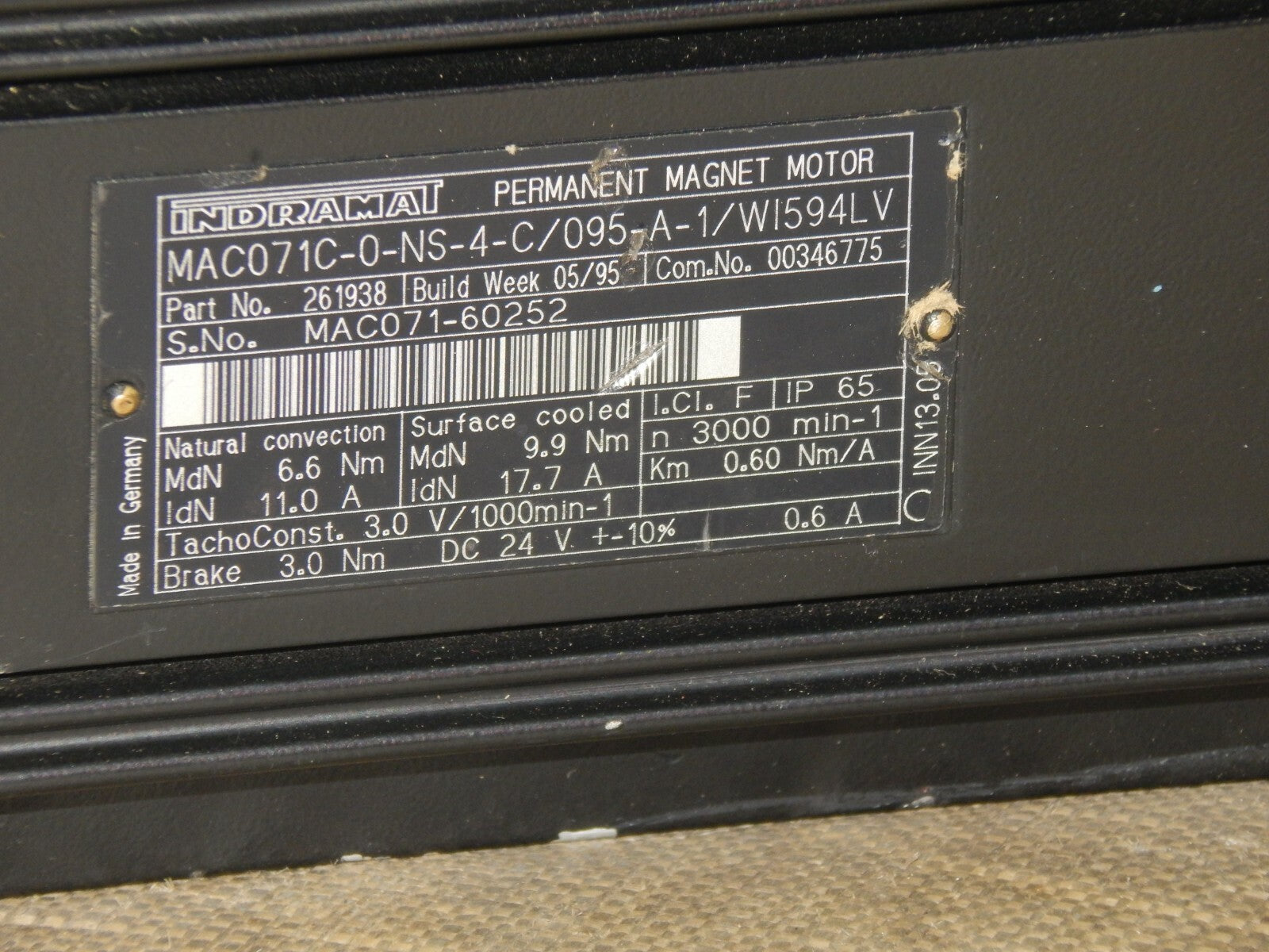 Rexroth MAC071C-0-NS-4-C/095-A-1/WI594LV Permanent Magnet Motor 