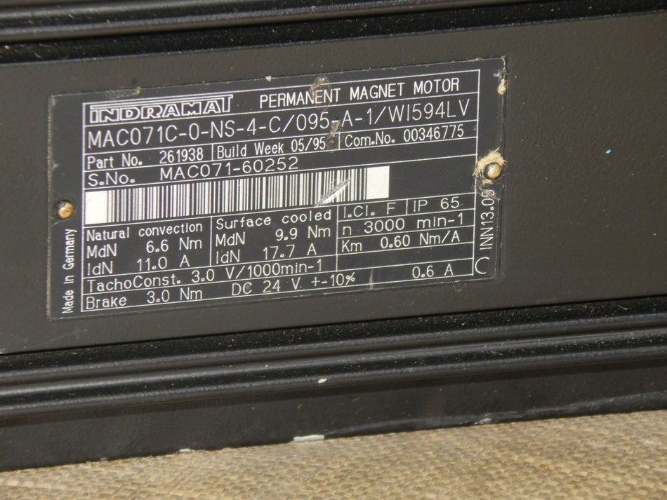 Rexroth MAC071C-0-NS-4-C/095-A-1/WI594LV Permanent Magnet Motor 