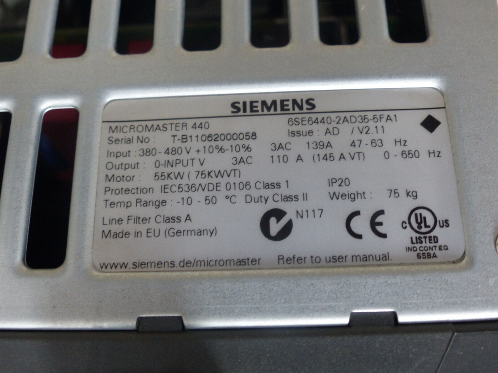SIEMENS MICROMASTER 440 6SE6440-2AD35-5FA1 55KW s.Bilder