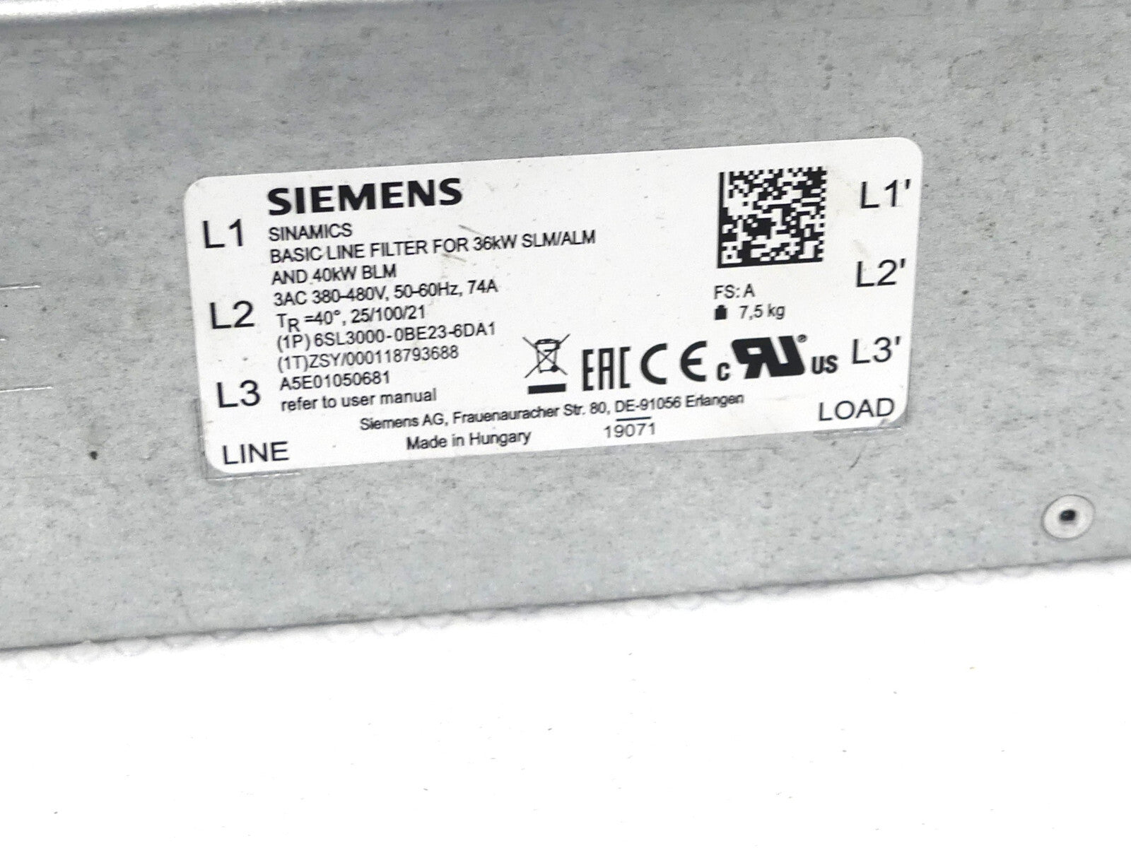Siemens 6SL3000-0BE23-6DA1