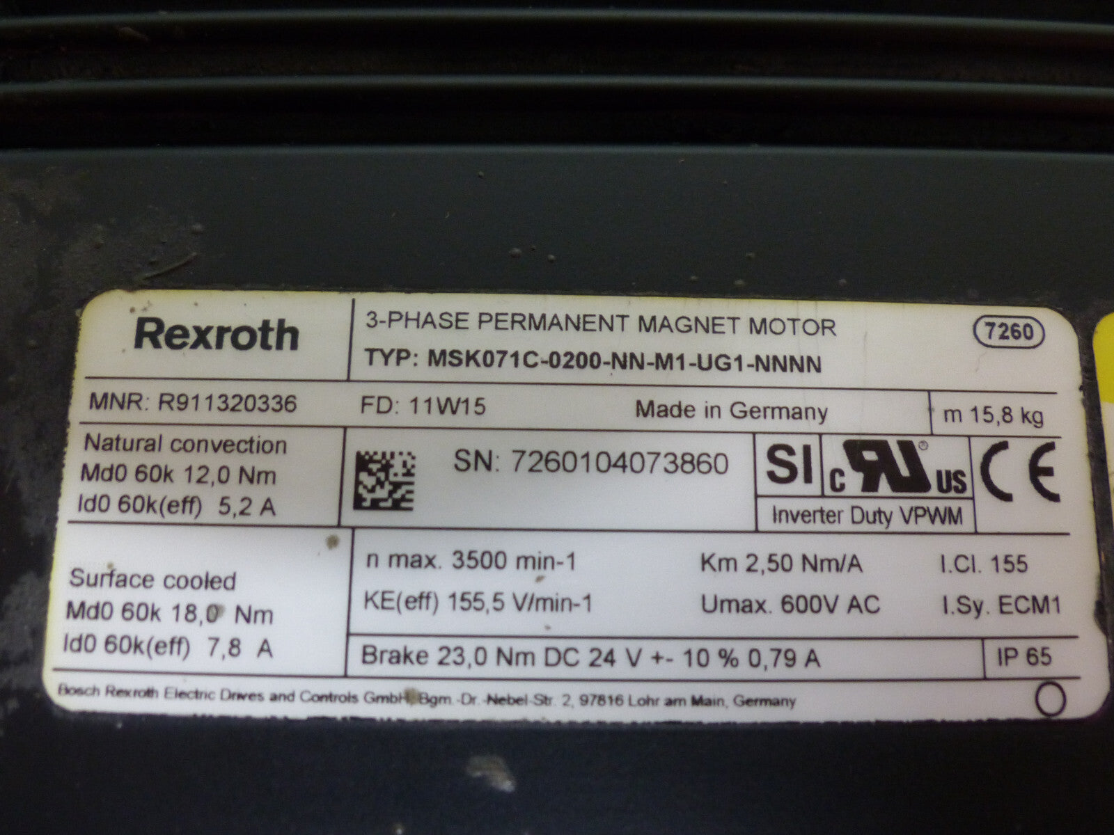 rexroth msk0701c-0200-nn-m1-ug1-nnnn used