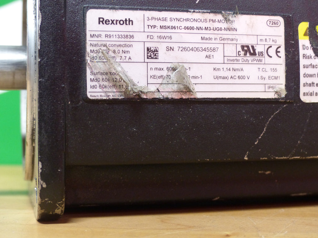 Rexroth Msk061c-0600-nn-m3-ug0 - nnnn  PM Motor